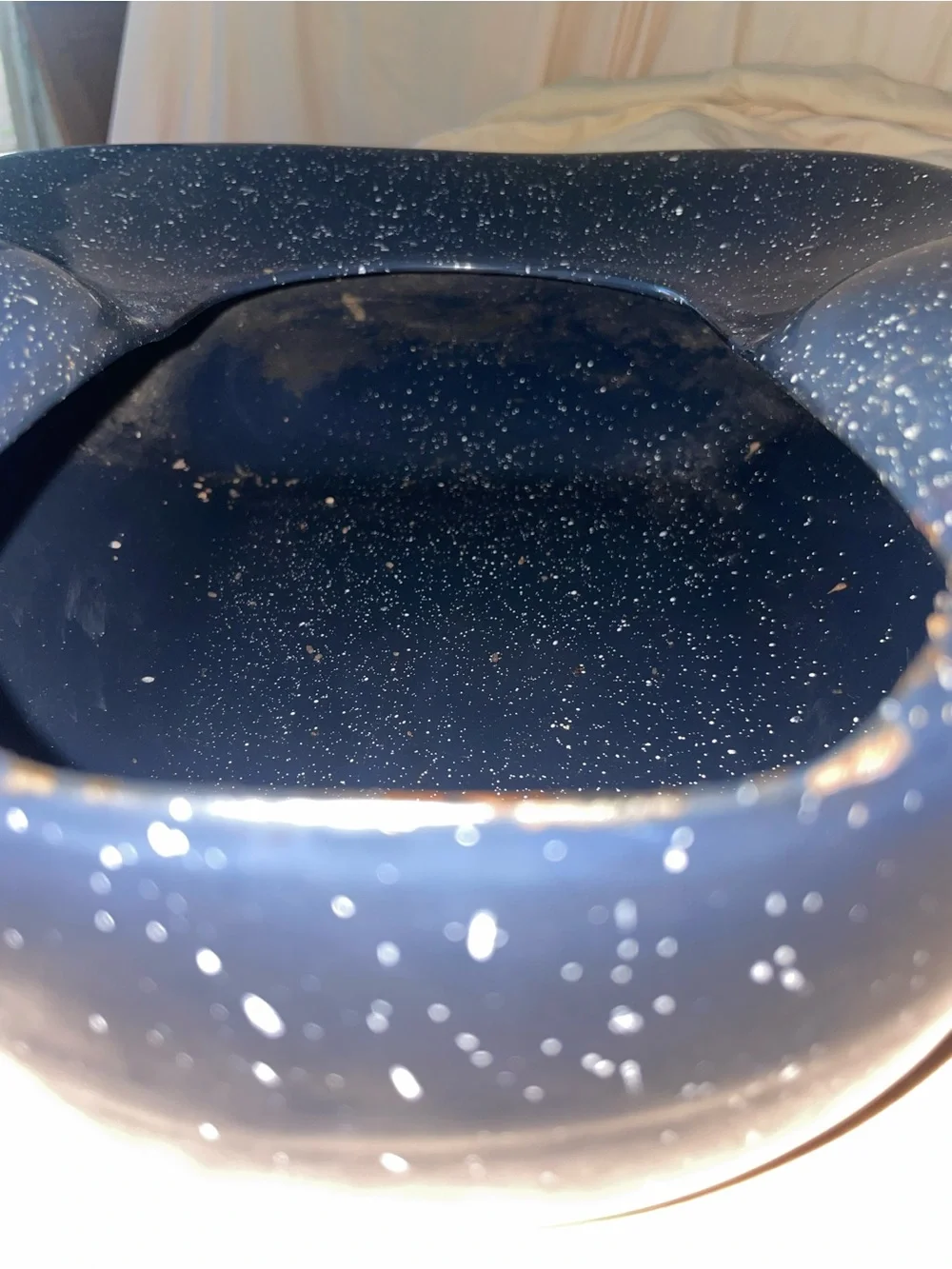 Vintage Speckled Navy Portable Bedpan for Home Bath